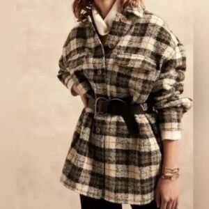 Banana Republic Oversized Italian Boucle Alpaca Wool Mix Plaid Shacked